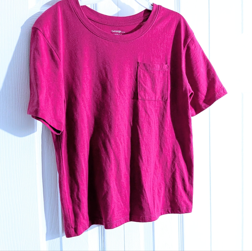 Bright Pink, Crewneck Tee. Size Med, 7-8.